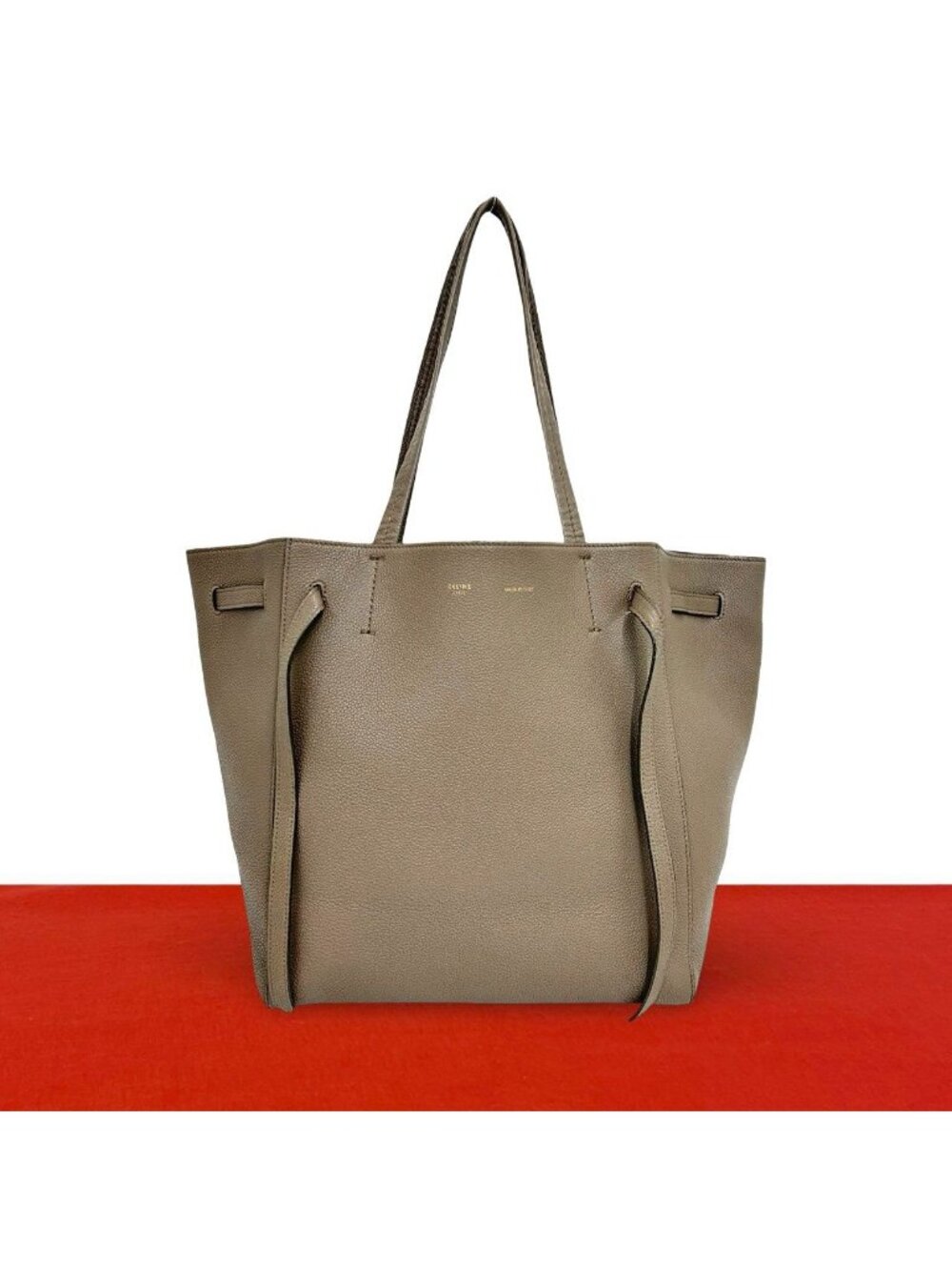 Celine Cabas Phantom Leather Tote Shoulder Bag Business Beige